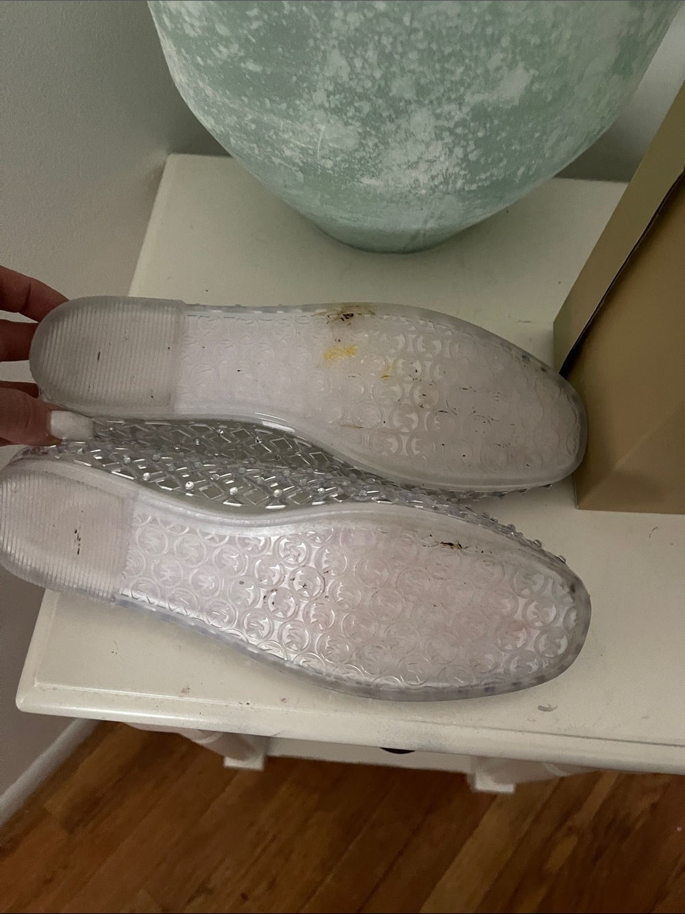 Michael Kors Clear Jelly Flats with Silver Stud Detail - Picture 9 of 10